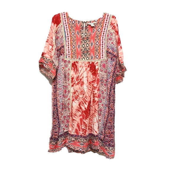 Sundance Womens S Boho Short Sleeve Flowy Wild Provence Dress - Picture 3 of 5